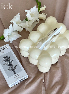 Click小众设计陶瓷蛋仔抽纸盒可爱球球餐桌纸巾盒奶黄色棉柔巾盒