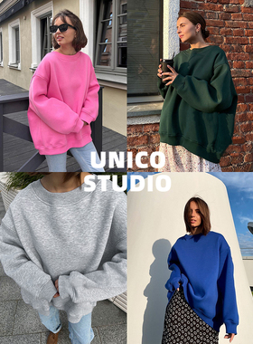 14色入！百搭大卫衣！欧美简约OVERSIZE纯色超宽松加绒长袖上衣