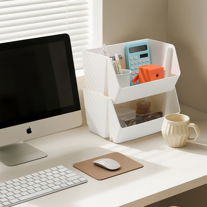 日式可叠加敞口收纳盒桌面壁挂无