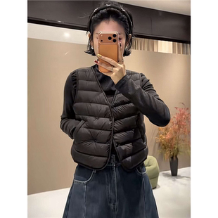 欧版轻薄羽绒棉马甲女冬季百搭双排扣背心时尚大衣内搭
