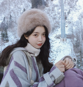 范智乔同款圆顶帽仿皮草风雪帽雷锋帽裘皮毛毛狐狸毛帽子2024新款