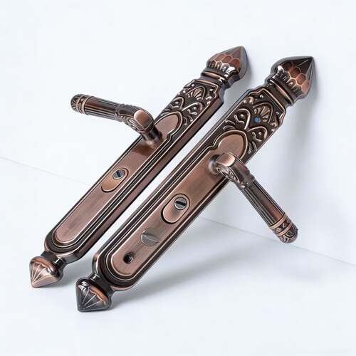 防盗门把手门锁红古铜款拉手锁体