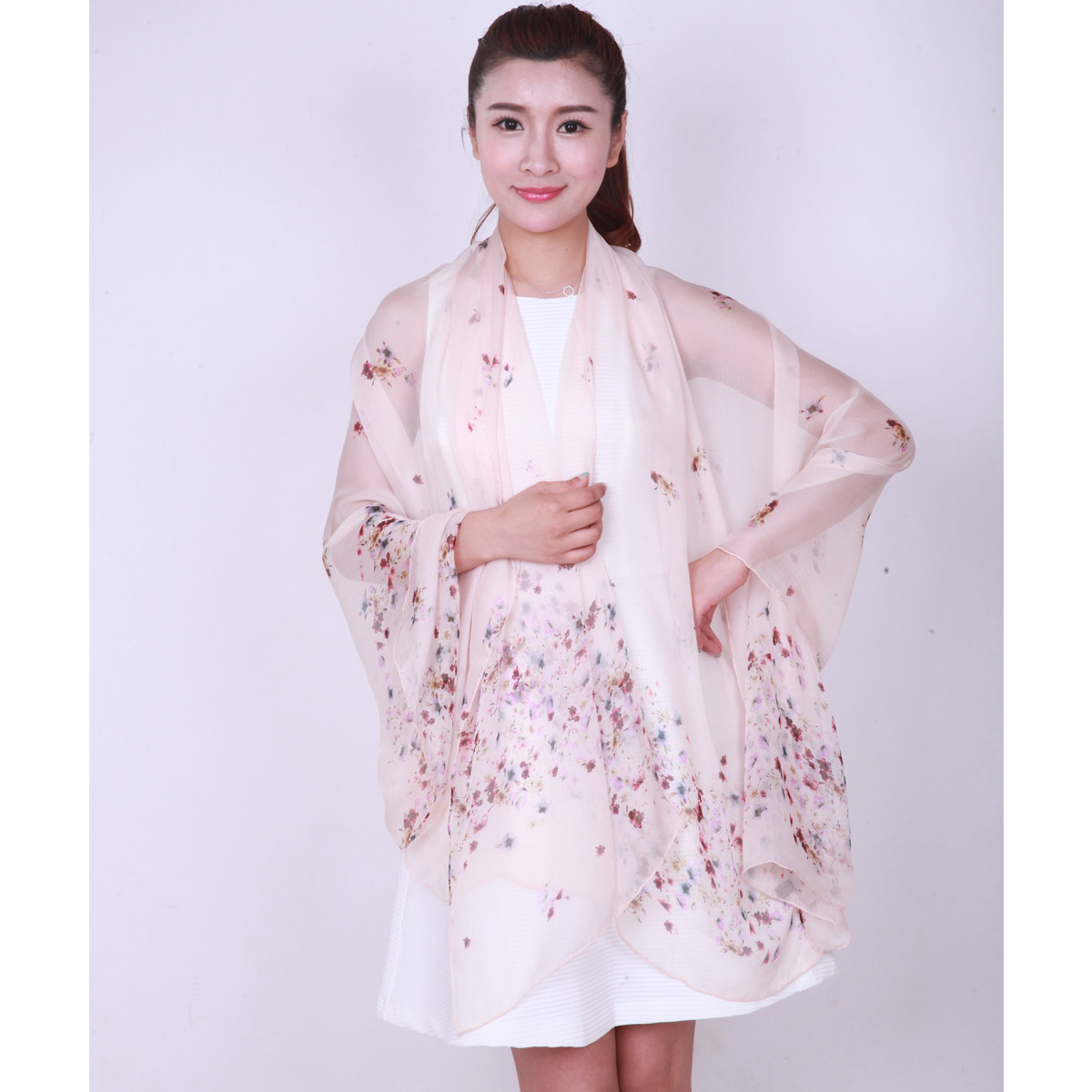 芳卓春秋冬季超长雪纺真丝长纱巾桑蚕丝丝巾披肩围巾送妈妈礼盒