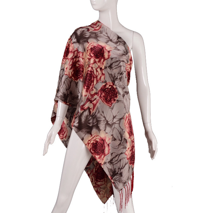 芳卓女士双层长款加厚礼盒装桑蚕丝真丝素绉缎时尚流苏围巾披肩