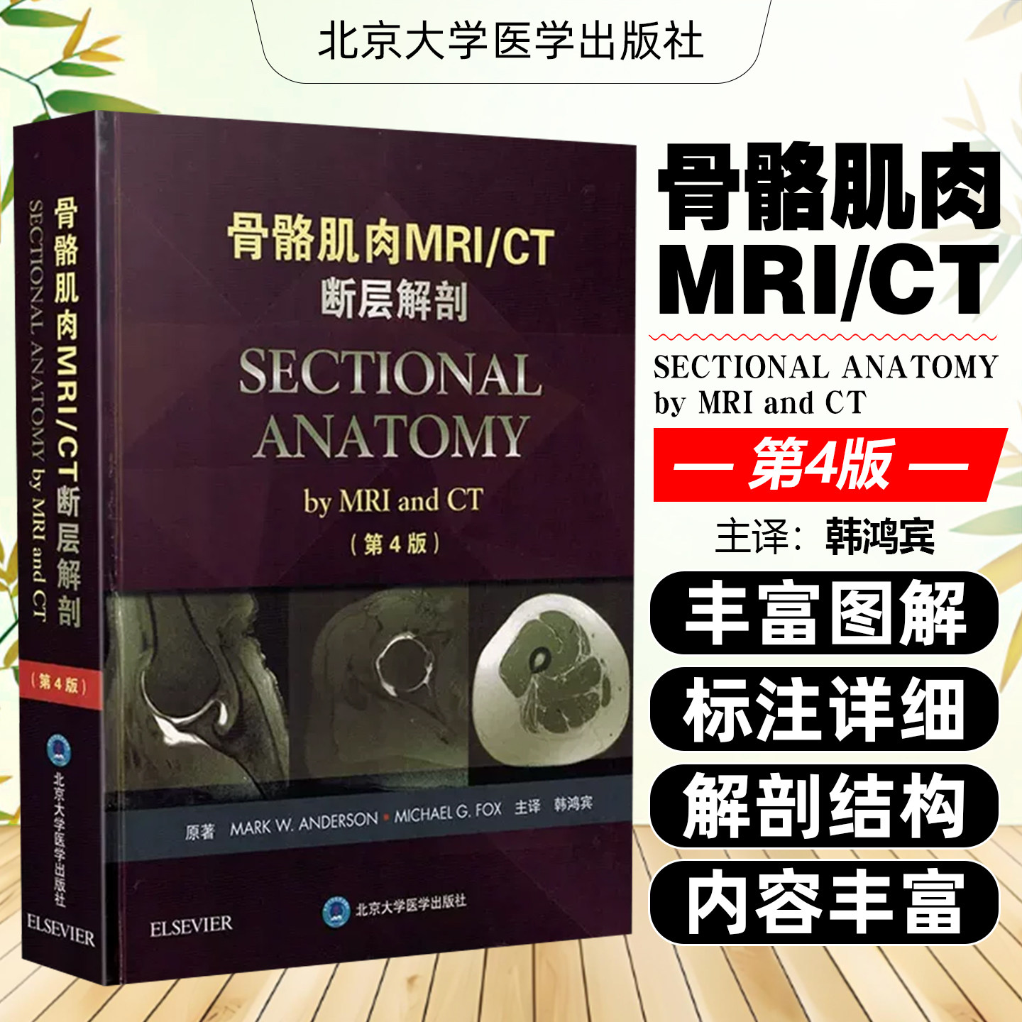 正版 骨骼肌肉MRI/CT断层解剖第4版第四版 韩鸿宾骨科临床案例解剖教程 骨科手术学参考工具书籍 北京大学医学出版社9787565917592