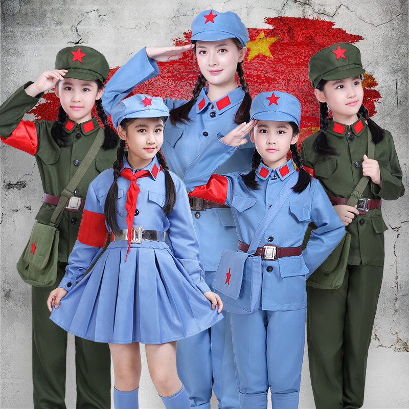 红星闪闪儿童小红军演出服八路军装红卫兵解放抗战话剧表演套装