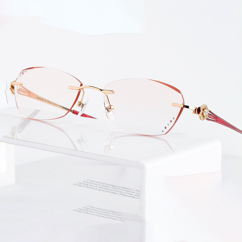 古登堡近视眼镜女防辐射护目无框钻石切边可配合金平光近视镜定制