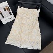 法式 新款 气质重工包臀裙立体法绣蕾丝半身裙女 女装 2026春季