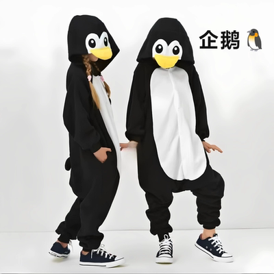 新企鹅宝宝连体衣儿童睡衣亲子款
