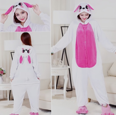 万圣节跳兔子舞演出服轻松熊猫卡通动物连体睡衣男女家居服可外穿