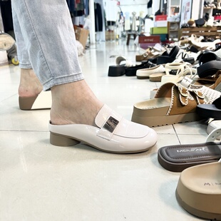 2026全牛皮 超舒服 粗跟包头拖鞋