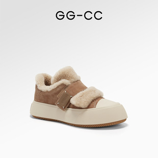布朗可可GGCC潮流时尚厚底冬季毛毛鞋加绒板鞋女