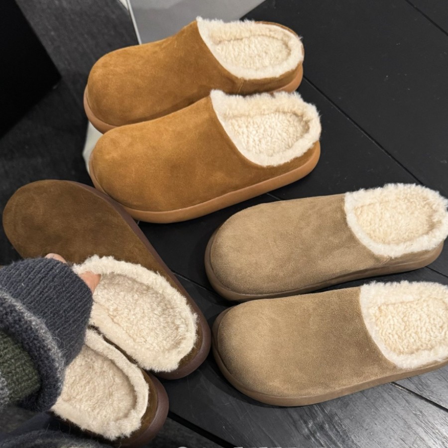 卷毛小土豆勃肯拖女款毛毛勃肯鞋冬季新款加绒加厚抗寒保暖棉鞋子