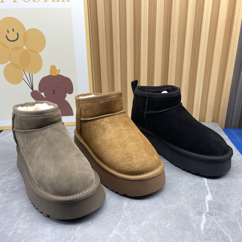 品牌清仓磨砂皮厚底雪地靴