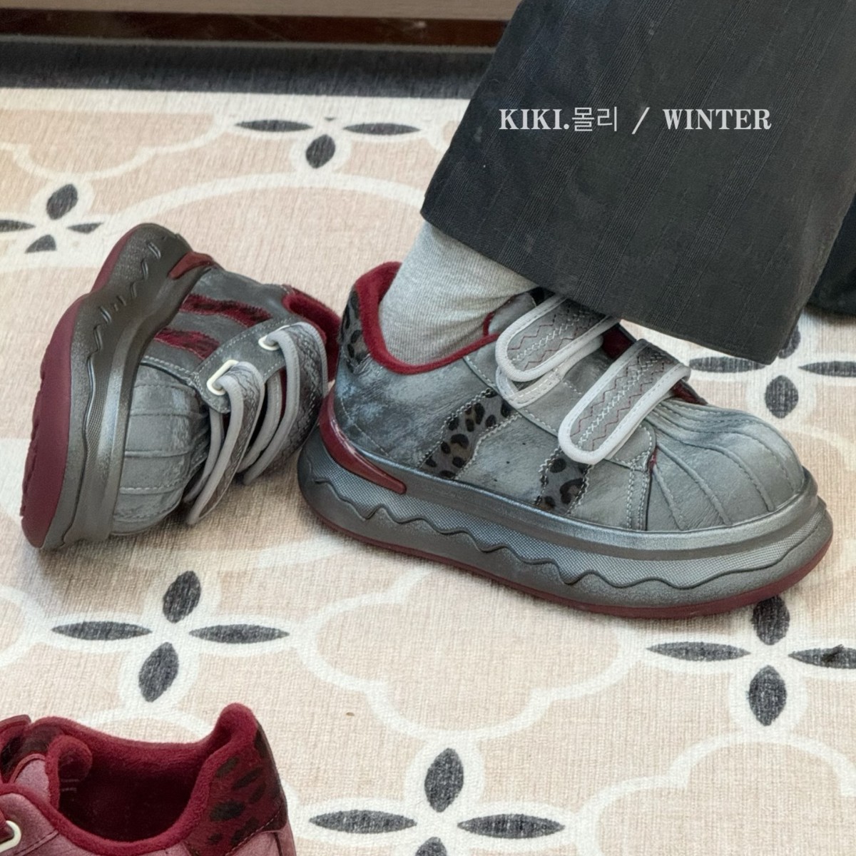 欧货小众贝壳头厚底面包鞋女2025秋冬款休闲鞋加绒魔术贴百搭板鞋