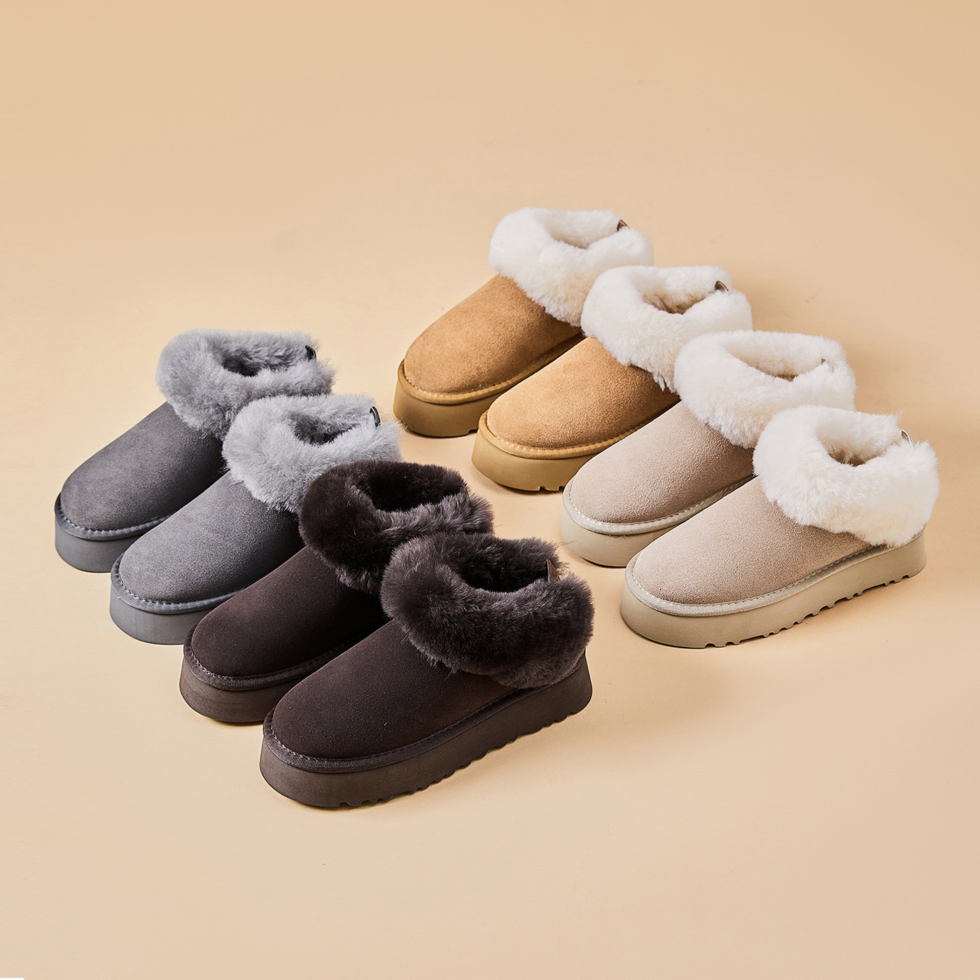 超轻发泡底~真皮羊毛塔茨勒雪地靴女厚底2025冬季新款加厚大棉鞋