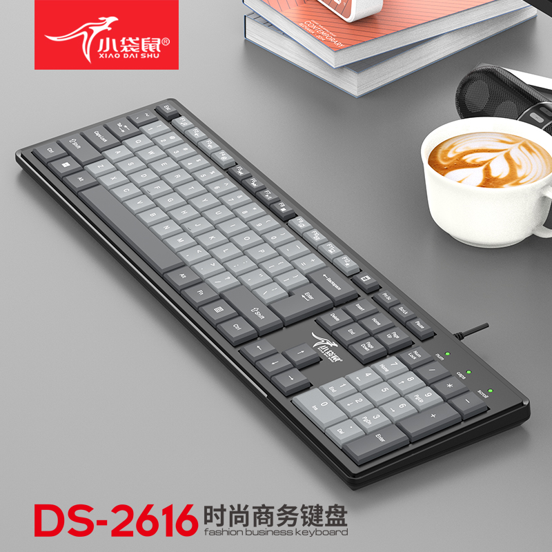 小袋鼠DS-2616有线键盘办公时尚双拼色家用电脑台式机USB/PS2接口
