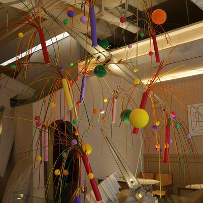 多巴胺烟花竹篾条新年装饰手工diy材料商场店铺春节氛围场景布置