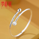 梦祥银光面圆杆足银手镯女对珠开口镯子年轻款 送女友礼物 简约时尚