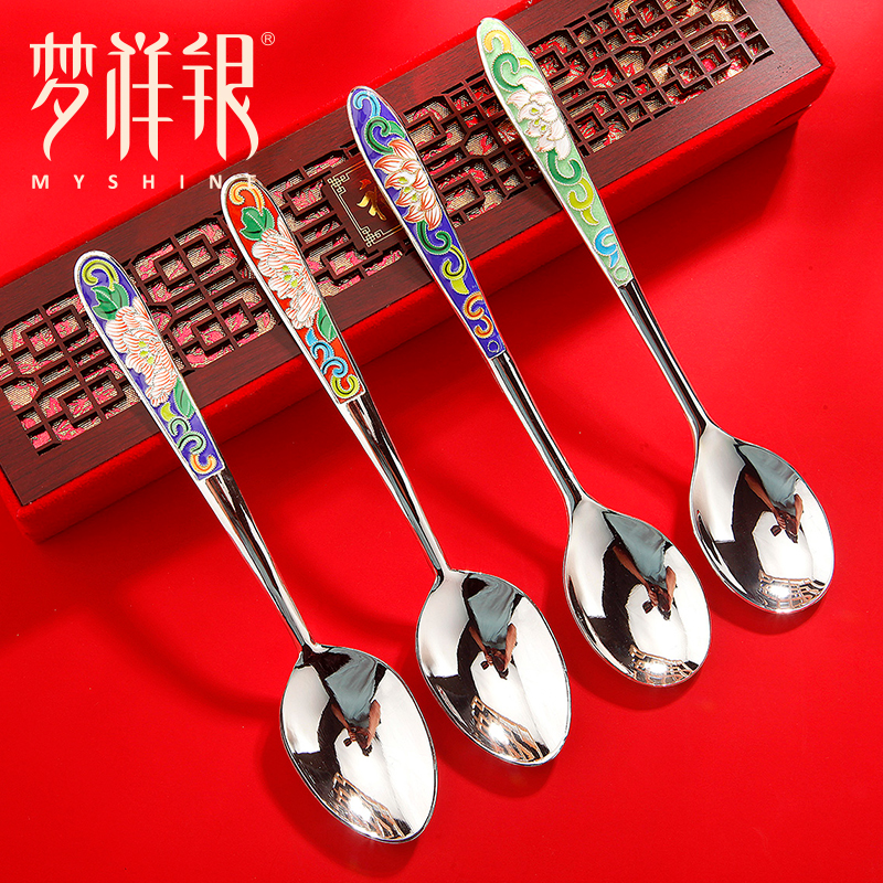 梦祥盛世足银手工可卡图勺子