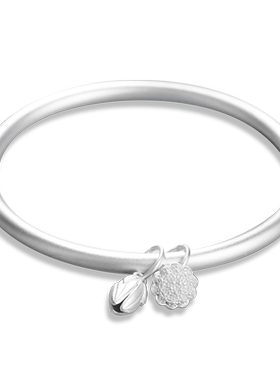 传承古法两世欢莲蓬磨砂银手镯