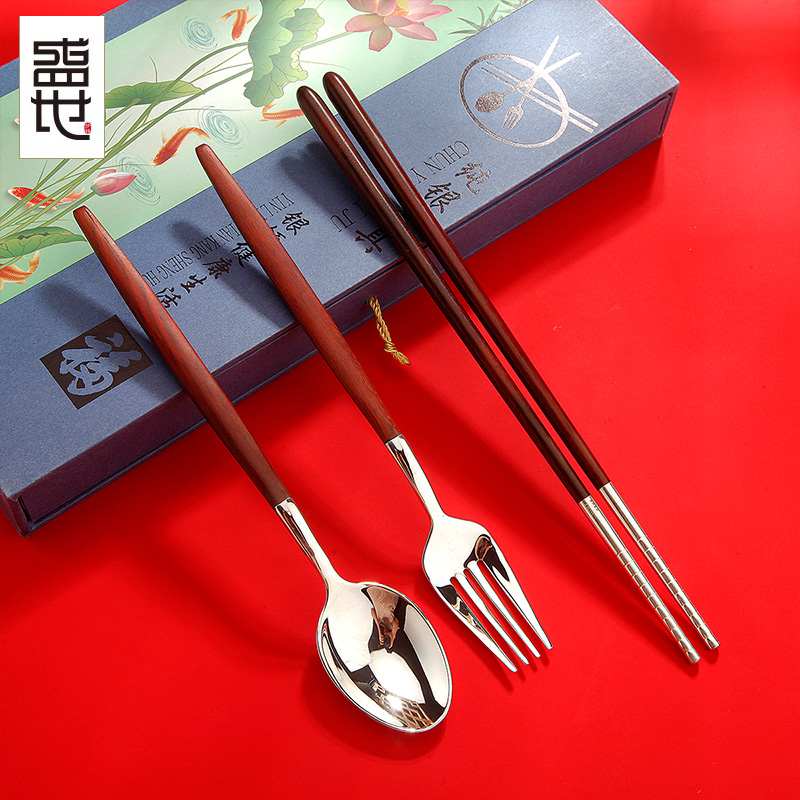 手工木镶银筷子足银高端养生餐具