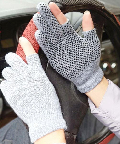 露两指手套秋冬季保暖露学生写字男女针织漏防滑开车运动打包劳保