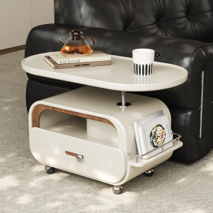 实木可移动边几客厅家用小户型可升降茶几现代简约沙发边柜小推车