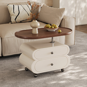 中古奶油风实木可移动边几小推车客厅家用沙发边柜家用小户型茶几