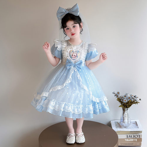 女小童公主裙夏季2026新款儿童装洋气时髦连衣裙女宝泡泡袖袖裙子