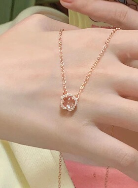 浪漫樱花项链女级感轻奢小众粉水晶桃花吊坠锁骨链新款百搭颈链