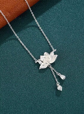 新款两世欢莲花流苏莲蓬项链复古中国风荷花吊坠女民族风古风古法