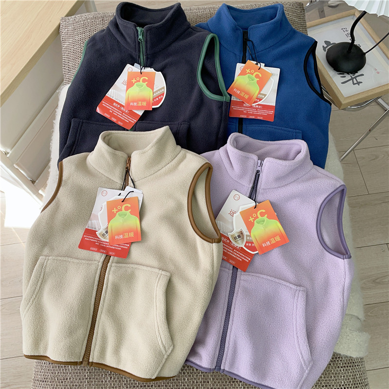 【断码清仓】儿童摇粒绒马甲男童坎肩女童无袖上衣中大童开衫秋冬