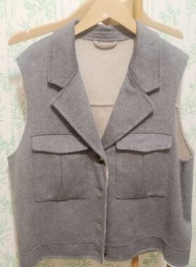 masilier新款短款单排扣简约风格羊绒马甲