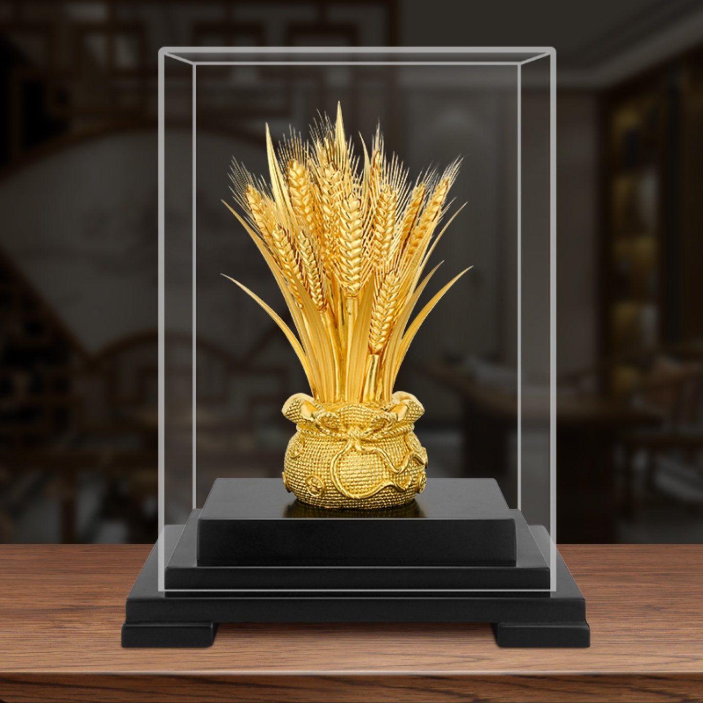 艺金缘金箔麦穗大麦大卖摆件办公室摆设店铺公司开业招财装饰礼品