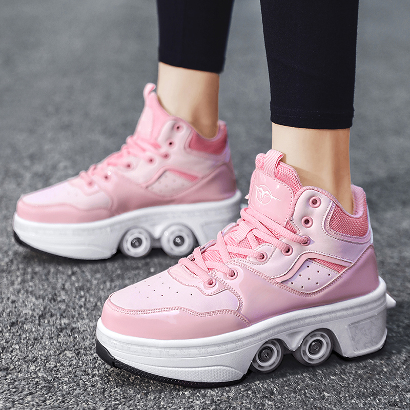 暴走鞋四轮滑轮鞋可收自动男女童