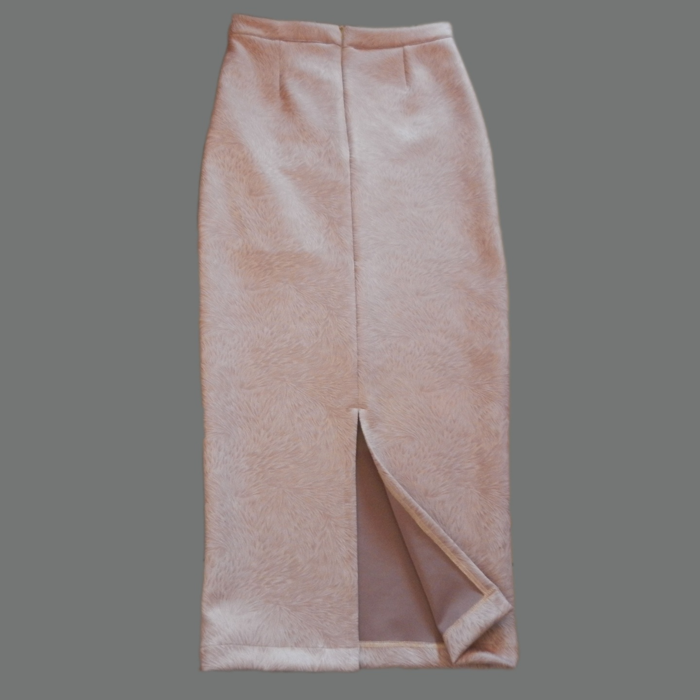 新款秋冬质感弹力暗花鹿皮高腰包臀后开叉半身长裙旗袍式修身一步