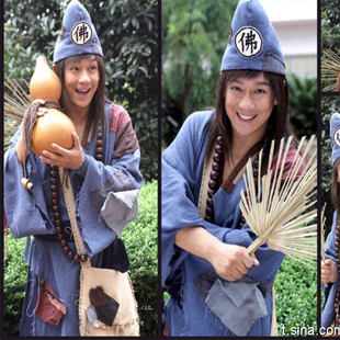 古装济公和尚服装 外套帽子葫芦扇子佛珠全套装电视剧乞丐补丁服