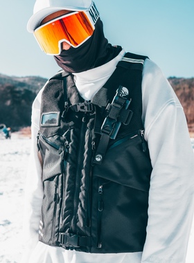 飞石防水单双板男女保暖防风户外多口袋滑雪登山功能机能马甲背心