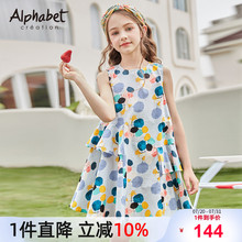 【棉麻透气】爱法贝2025夏季新款女童连衣裙无袖大儿童装洋气裙子