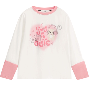爱法贝童装春新款女童卡通洋气时髦中大儿童装长袖拼接t恤韩版