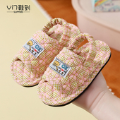 女春秋简约韩版 纯棉布艺拖鞋 家居地板拖静音防滑加厚 3岁新款