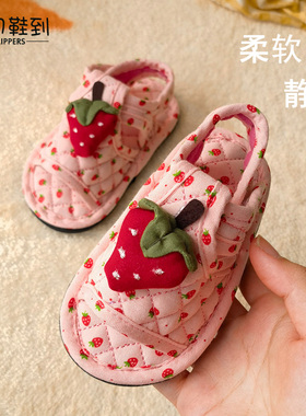 新款可爱纯棉1-2-3岁宝宝地板拖秋冬 室内静音防滑软布底拖鞋四季