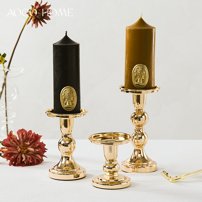 欧式金属铁艺烛台轻奢金色托台