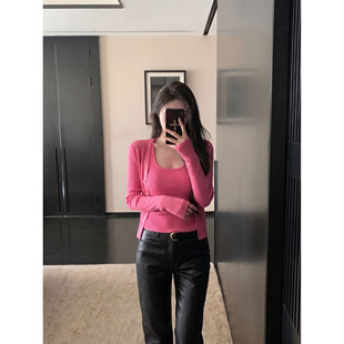 粉色纯欲套装女早春高级感修身内搭吊带上衣小个子针织开衫两件套