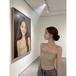 法式重工亮片闪钻修身抹胸背心女性感内搭打底无袖设计感上衣夏季