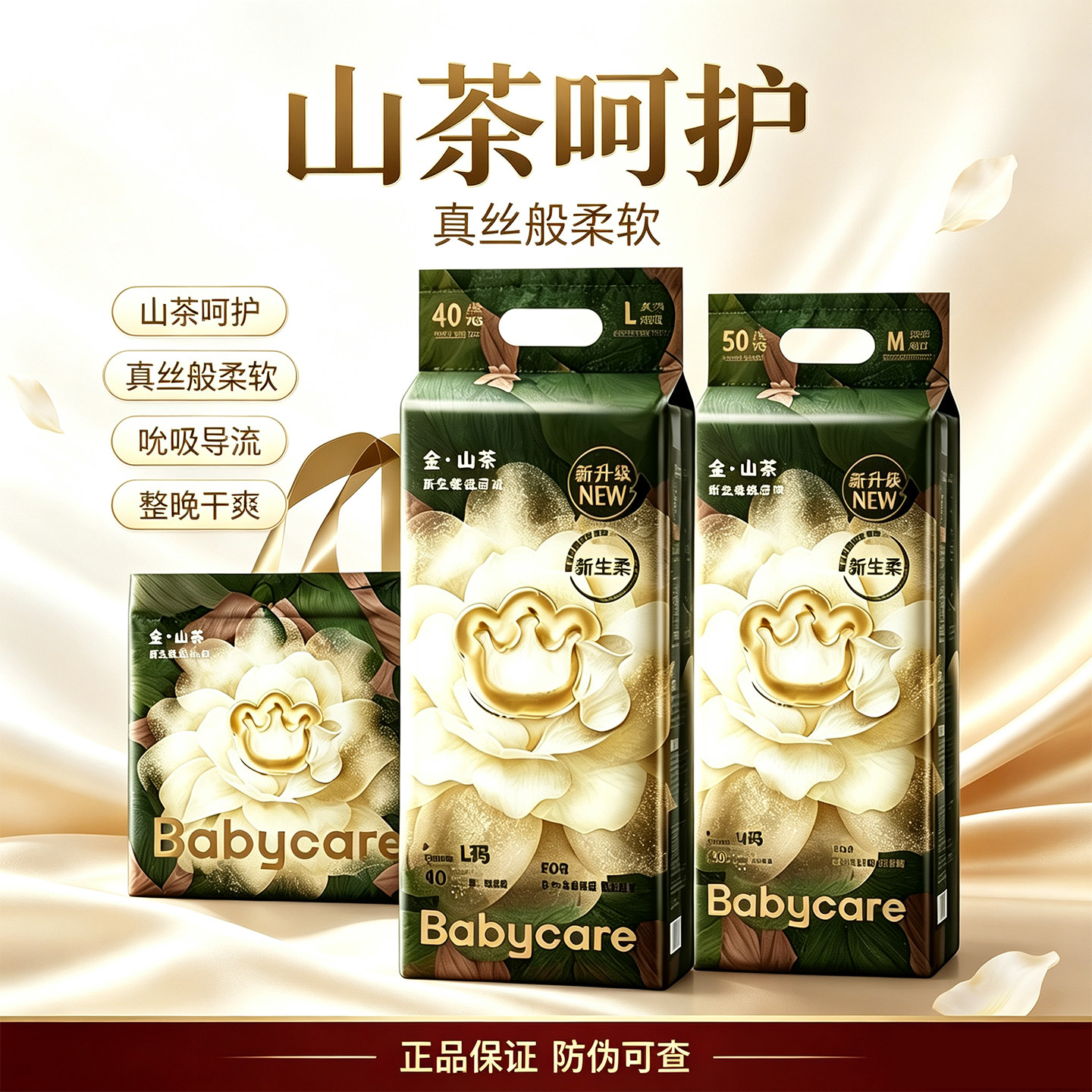 babycare金山茶花纸尿裤bbc花苞裤宝宝拉拉裤新生婴儿超薄尿不湿