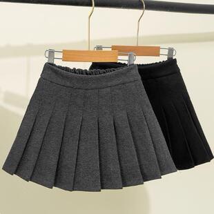 女童百褶裙毛呢短裙秋冬2025新款中大儿童jk制服学院风冬季半身裙