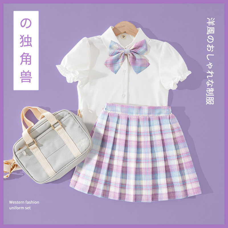 薄款春夏高腰日系格纹套装裙图片