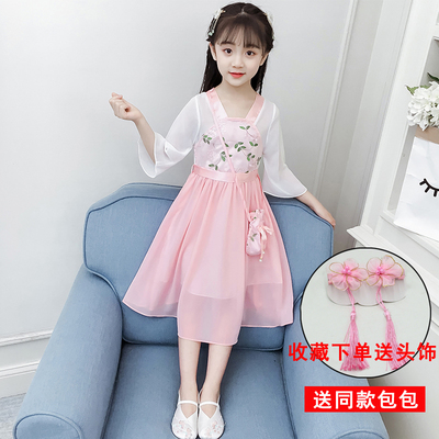 夏季中大童古风小女孩超仙连衣裙